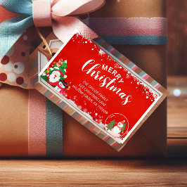 Red White Rustic Snowflake Weihnachtslabel Adressaufkleber