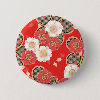 Red & White Sakura Japanischer Kimono Button