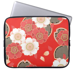 Red & White Sakura Japanischer Kimono Laptopschutzhülle