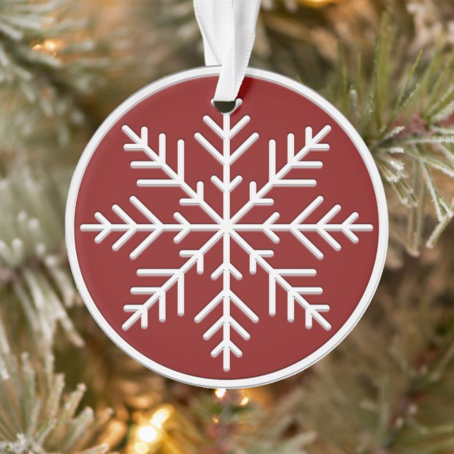Red White Scandinavian Snowflake Ornament (Baum)