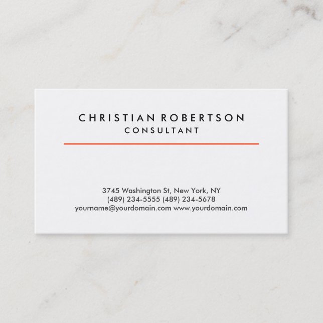 Red White Schlicht Modern Consultant Business Card Visitenkarte (Vorderseite)