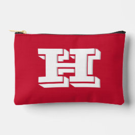 Red & White School Pride Color Style Monogram Zubehörtasche