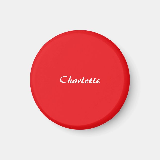 Red White Script Elegant Minimalistisch Moderner N Magnet (Vorne)