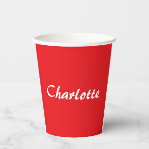 Red White Script Elegant Minimalistisch Moderner N Pappbecher