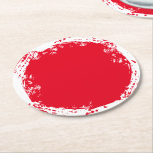 Red & White Scruff Round-Untersetzer Runder Pappuntersetzer