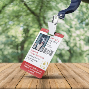 Red White Service Dog Logos & Foto ID Ausweis