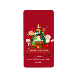 Red & White Simple Frohe Weihnachten Adressaufkleber