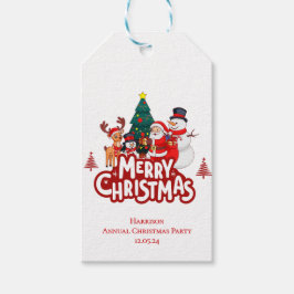 Red & White Simple Frohe Weihnachten Geschenkanhänger