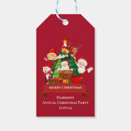 Red & White Simple Frohe Weihnachten Geschenkanhänger