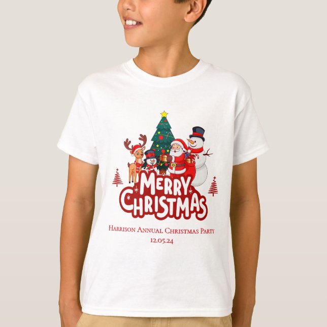 Red & White Simple Frohe Weihnachten T-Shirt (Vorderseite)