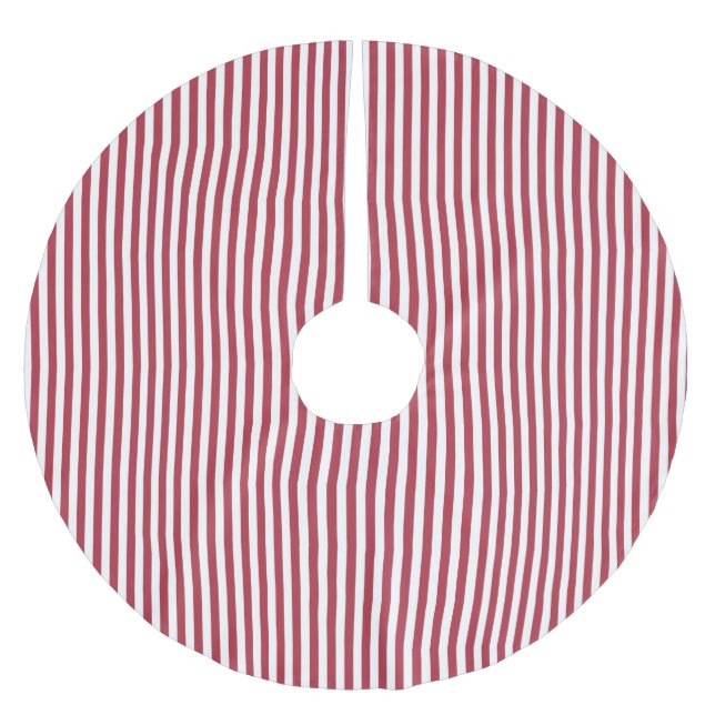 Red & White Simple Narrow Strip Weihnachtsmuster Polyester Weihnachtsbaumdecke (Vorderseite)