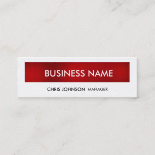 Red White Skinny Trendy Modern Business Card Mini Visitenkarte