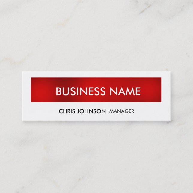 Red White Skinny Trendy Modern Business Card Mini Visitenkarte (Vorderseite)