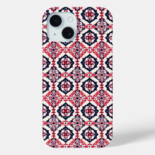 Red White Slavic Pattern Case-Mate iPhone Hülle (Rückseite)