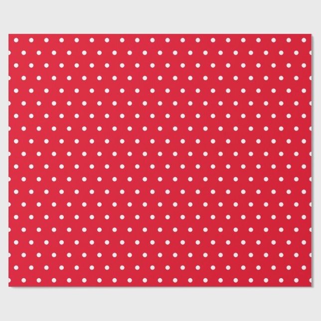 Red & White Small Polka Dot Party Weihnachtsgesche Geschenkpapier (Flach)