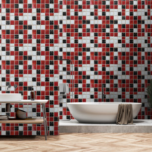 Red White Small Tile Pattern Tapete