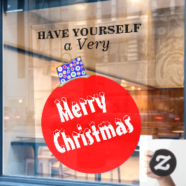 Red White Snow Capped Ornament Frohe Weihnachten Fensteraufkleber