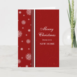 Red White Snow New Address Christmas Card Feiertagskarte