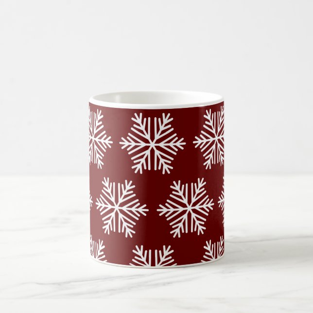 Red White Snowflake Christmas Pattern Coffee Mug  Kaffeetasse (Mittel)