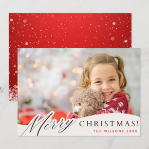 Red White Snowflake Frohe Weihnachts Custom Foto Feiertagskarte