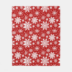 Red & White Snowflake Weihnachten Klassisches Must Fleecedecke