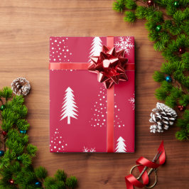 Red White Snowflake Weihnachtsbaumen Wrapping Pape Geschenkpapier
