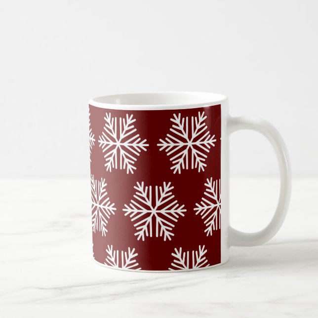 Red White Snowflake Weihnachtsmuster Kaffeemaschin Kaffeetasse (Rechts)