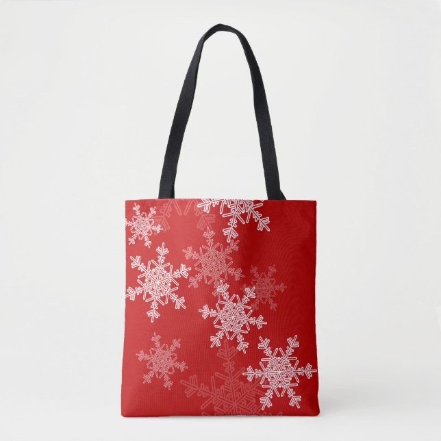 Red White Snowflakes Minimalistisch Weihnachten (Vorderseite)