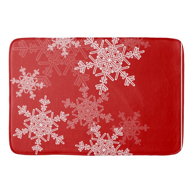 Red White Snowflakes Minimalistisch Weihnachten Badematte (Vorderseite)