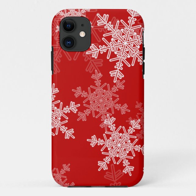 Red White Snowflakes Minimalistisch Weihnachten Case-Mate iPhone Hülle (Rückseite)