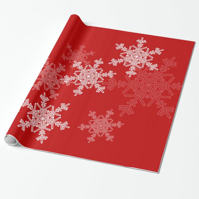 Red White Snowflakes Minimalistisch Weihnachten Geschenkpapier (Ungerollt)