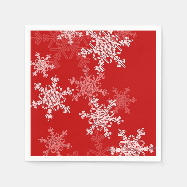 Red White Snowflakes Minimalistisch Weihnachten Serviette (Vorderseite)