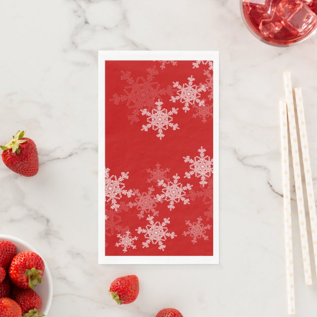 Red White Snowflakes Minimalistisch Weihnachten Serviette (Beispiel)
