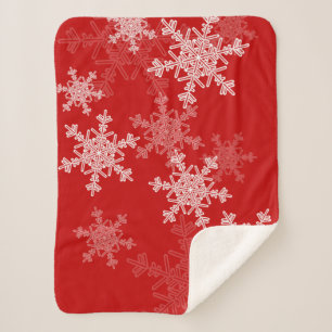 Red White Snowflakes Minimalistisch Weihnachten Sherpadecke