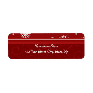 Red White Snowflakes Weihnachtsadressen Labels