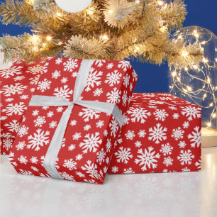 Red White Snowflakes Weihnachtsfeiertage Wrapping Geschenkpapier