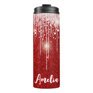 Red White Snowy Driving Snowflake Individuelle Nam Thermosbecher