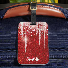 Red White Snowy Snowflake Ihren Namen hinzufügen Gepäckanhänger