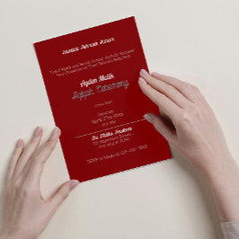 Red White Solid Color Schlicht, Aqiqah Baby Dusche Einladung