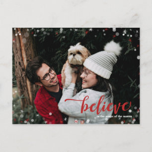 Red & White Sparkle glauben an die magische Weihna Postkarte