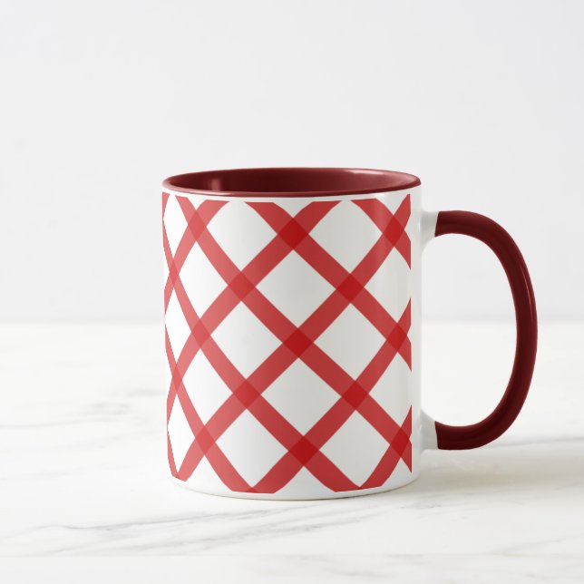 Red White Squares Retro Coffee Tasse (Rechts)