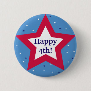 Red White Star Happy 4. Unabhängigkeitstag Brauch Button