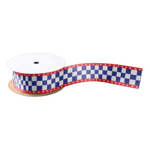 Red, White Stars and Blue Checkers Satinband