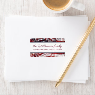 Red White Strip Rücksendeadresse Adressaufkleber