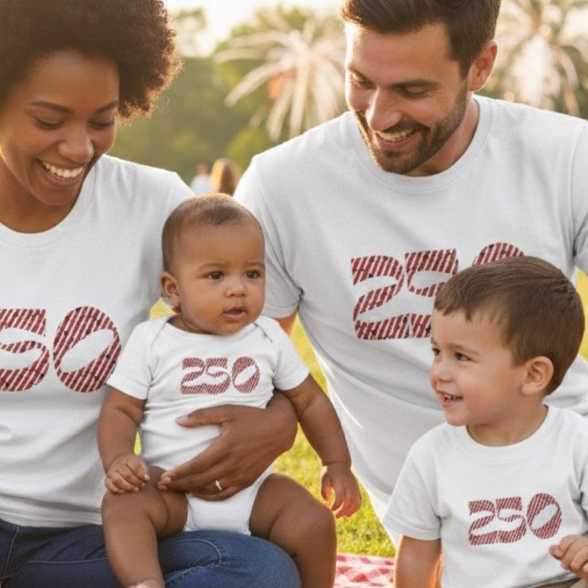 Red White Stripe Blue Stars America 250 Birthday Baby Strampler (Von Creator hochgeladen)