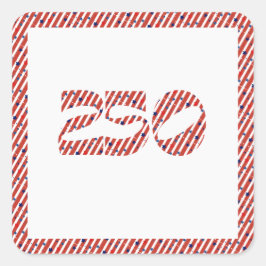 Red White Stripe Blue Stars America 250 Birthday Quadratischer Aufkleber