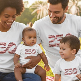 Red White Stripe Blue Stars America 250 Birthday T-Shirt