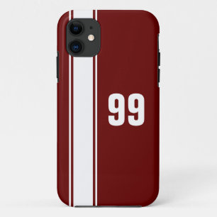 Red & White Stripe Jersey Numbered iPhone Case