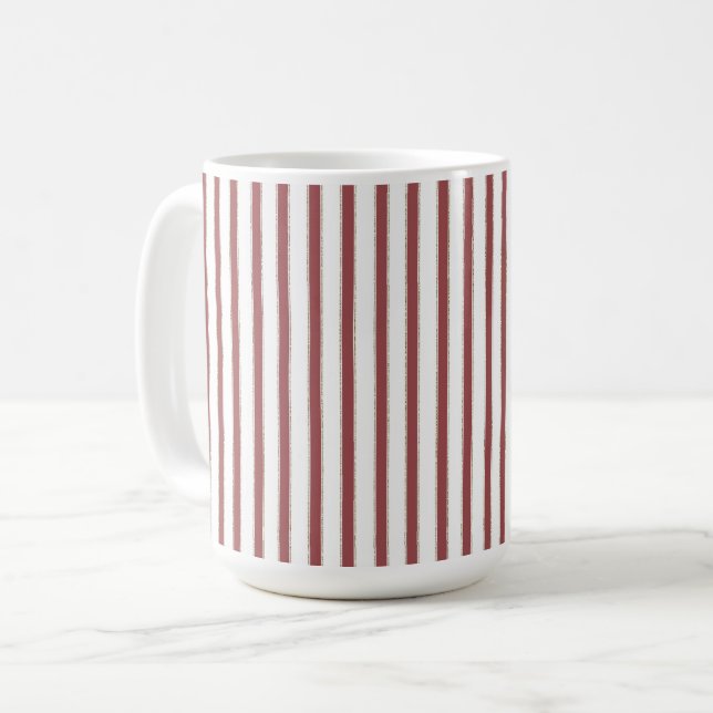 Red White Stripes Christmas Kaffeetasse (Vorderseite Links)