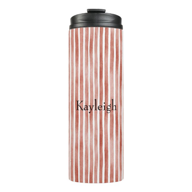 Red White Stripes Christmas Thermosbecher (Vorderseite)